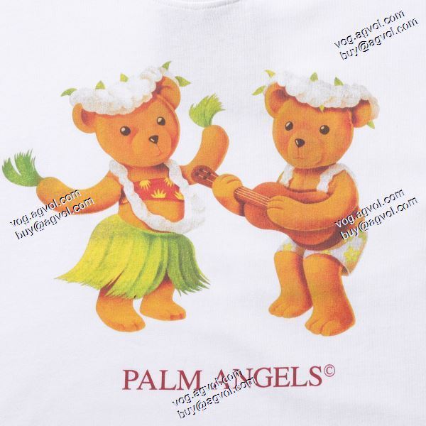 首胸ロゴ 2020秋冬 ハワイフラスコギター小熊半袖Tシャツ パーム エンジェルス Palm Angels スーパーコピー 2色可選